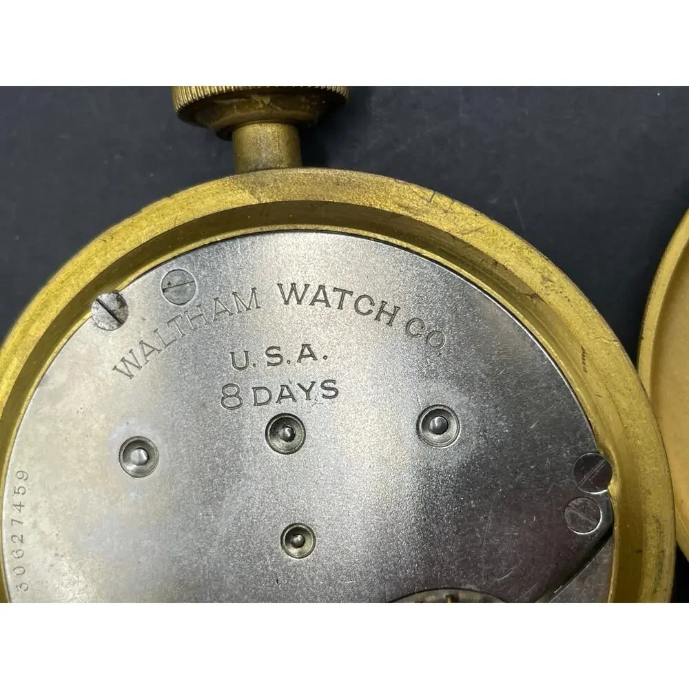 Antique Waltham USA 8 Day Automobile Dashboard Car Clock Gold Tone 15 Jewels